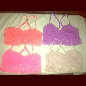 Set of 4> Fruit of the Loom Lace Bralettes